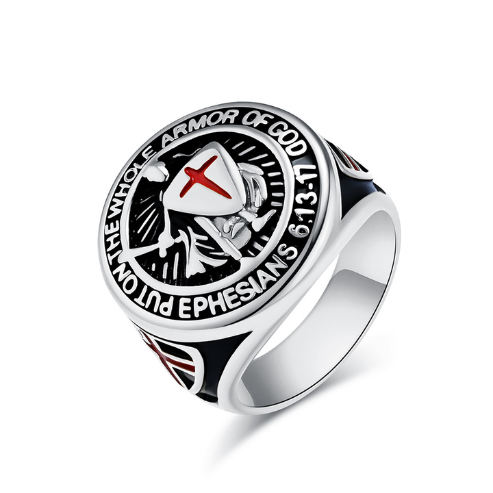 Engraved Warrior Cross Signet Ring