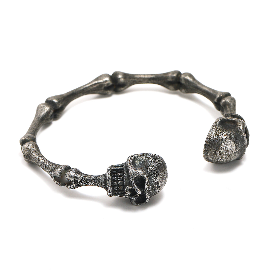 Mens Skeleton Skull Bangle Gothic Punk Open Cuff Bracelet Jewelry