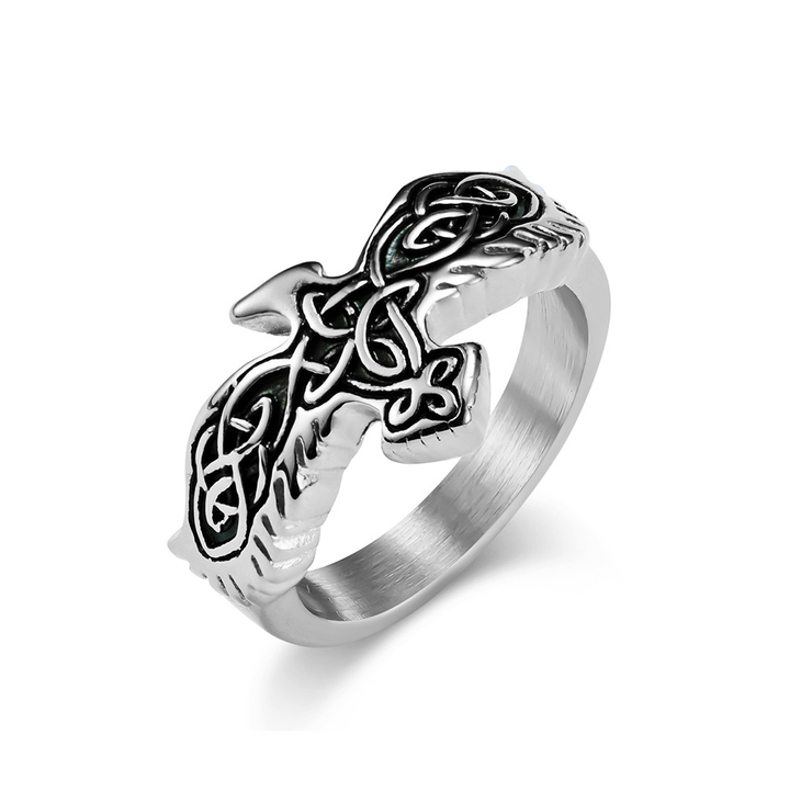 Viking Celtic Knot Raven Ring