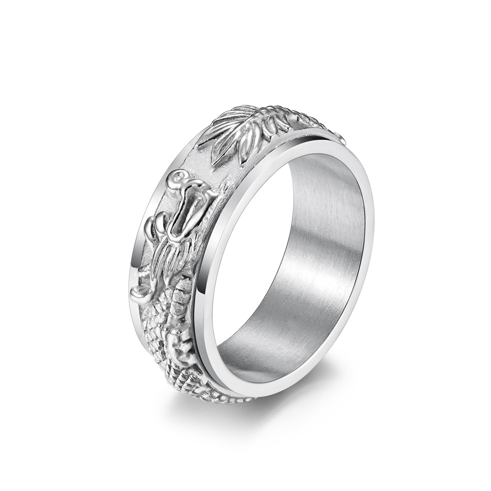Vintage Embossed Dragon Band Finger Ring
