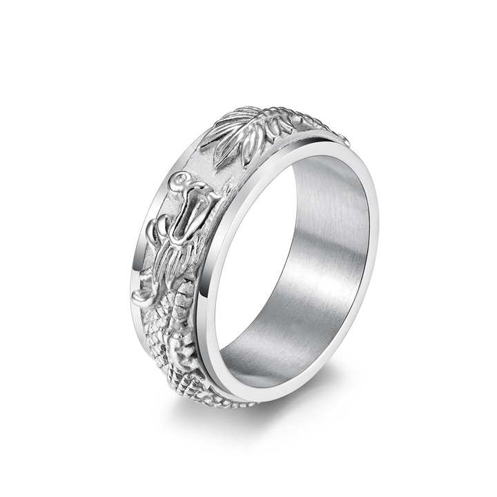 Vintage Embossed Dragon Band Finger Ring