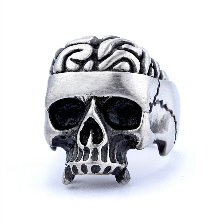 Retro Punk Open‑Brain Skull Gothic Biker Ring