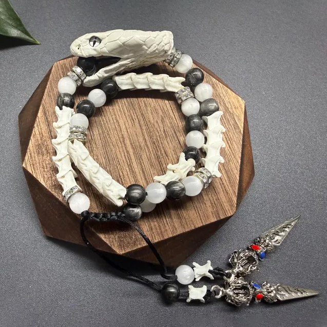 Retro Tribal Snake Head Beaded Bracelet