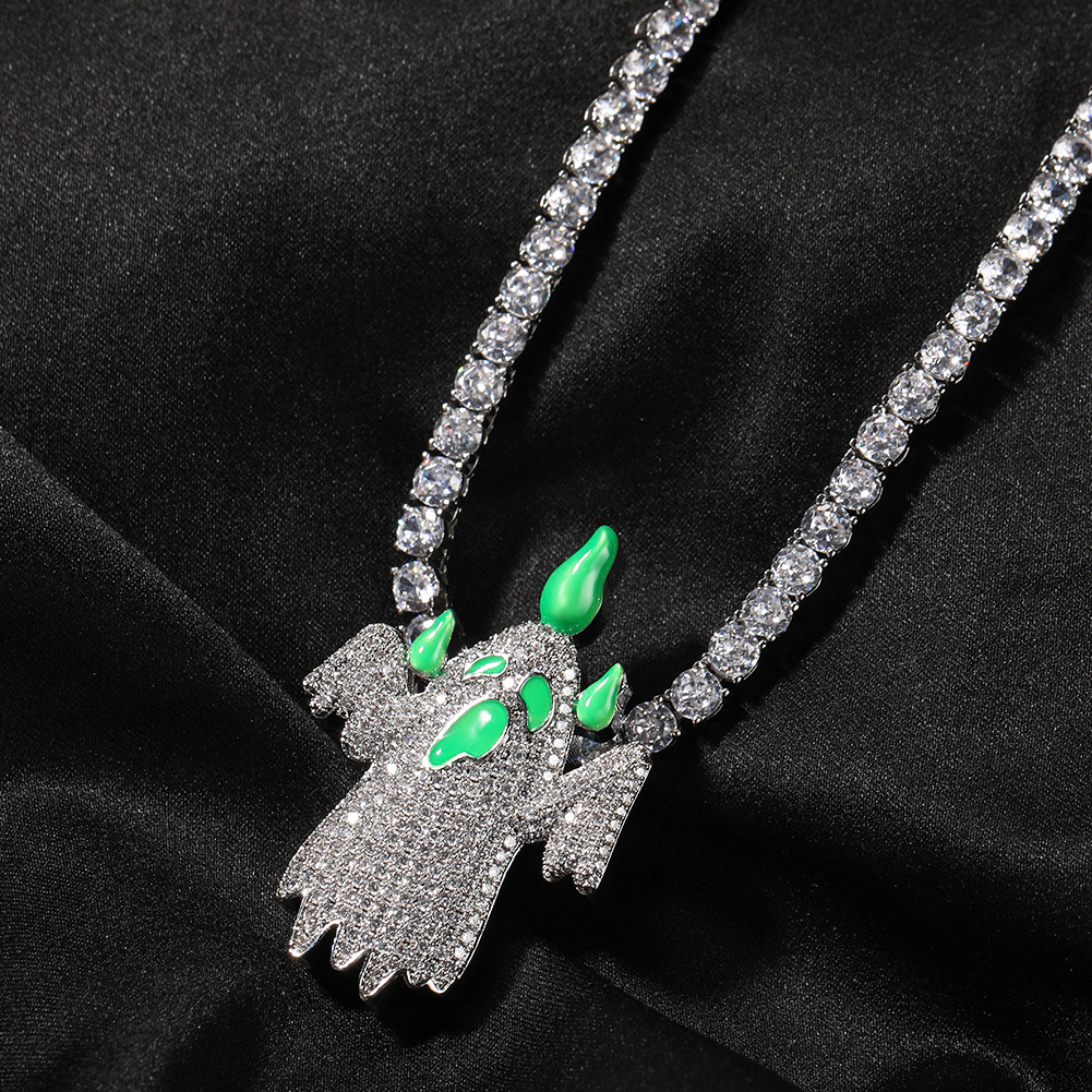 Gemstone ghost pendant necklace