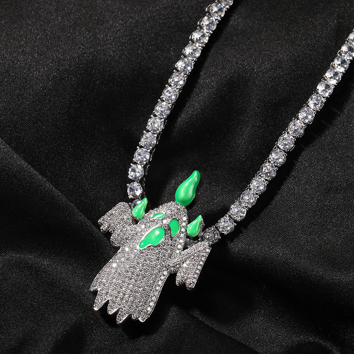 Gemstone ghost pendant necklace