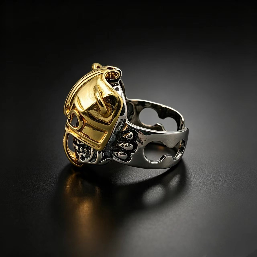 Gothic-Style Helmet Skull Ring