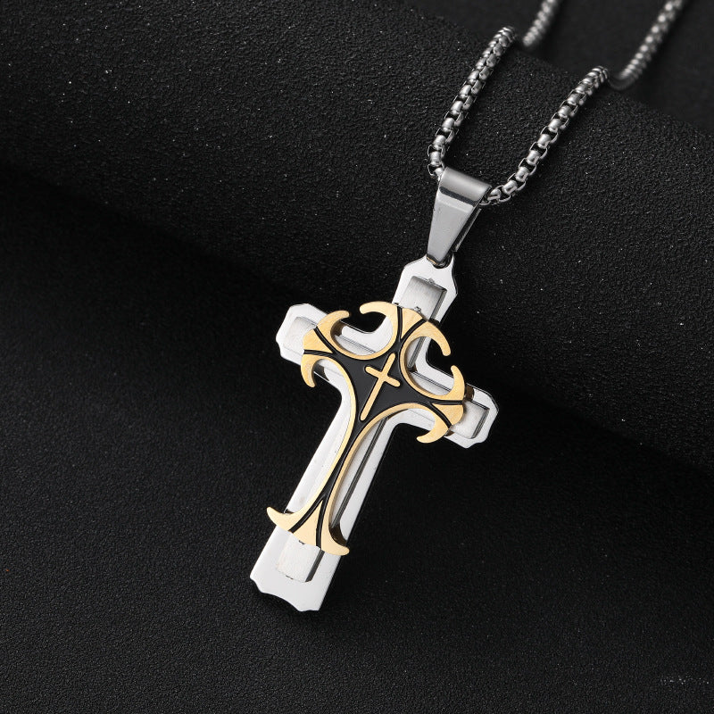Three-layer cross pendant