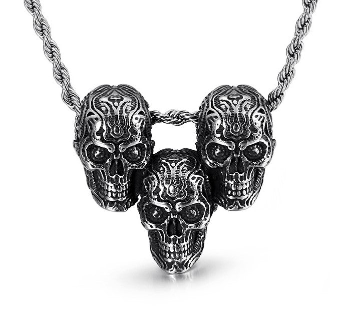 Vintage Multi Skull Pendant Necklace