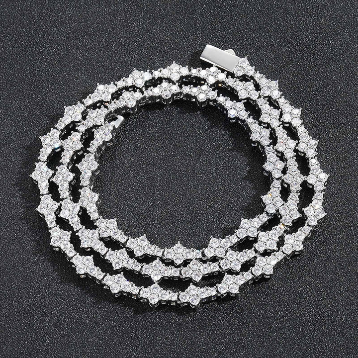 Plum Blossom Tennis Bracelet Necklace