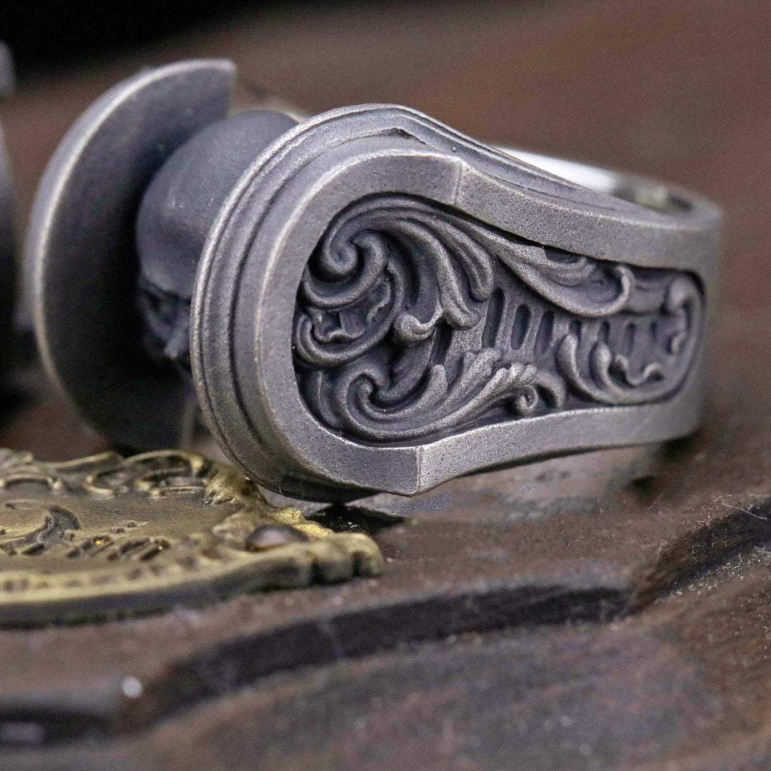 Carved skull ring
