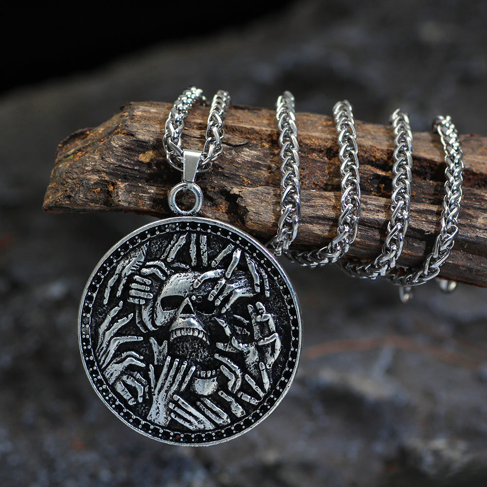 Vintage Skull Hand Pendant Necklace