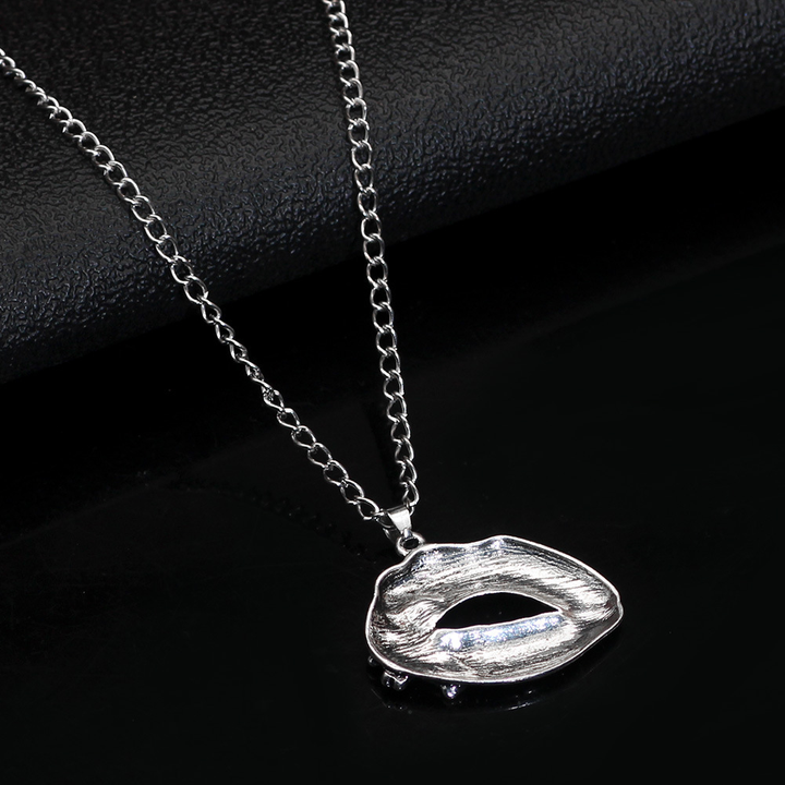 Skull Lip Bone Gothic Pendant Necklace