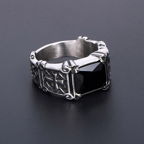 Vintage Gothic Cross Gem Ring