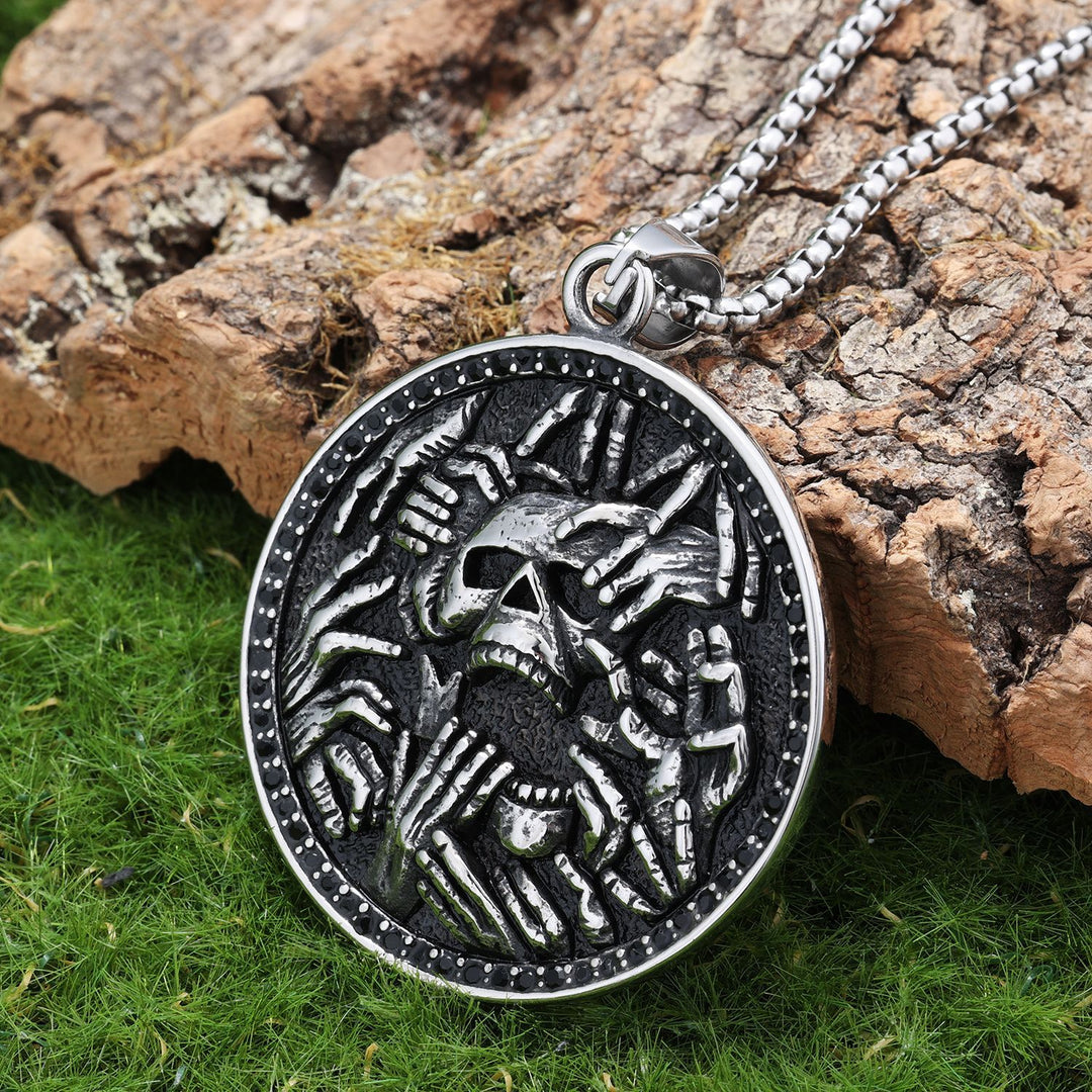 Vintage Skull Hand Pendant Necklace