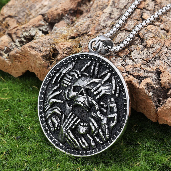 Vintage Skull Hand Pendant Necklace