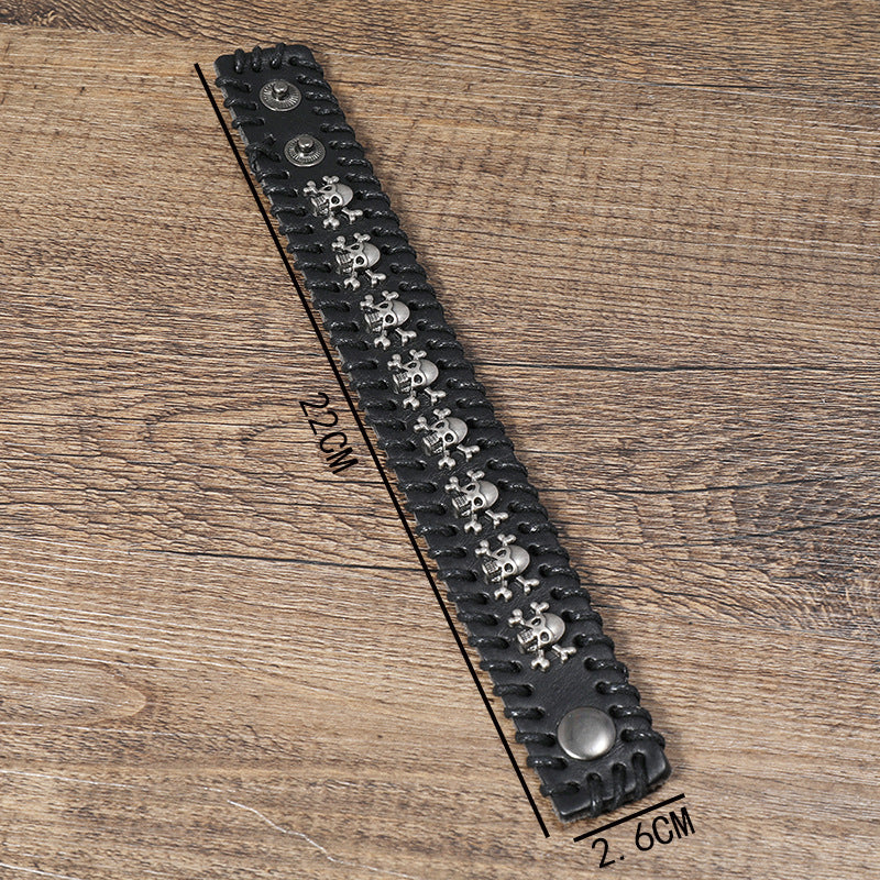 Vintage skull leather bracelet