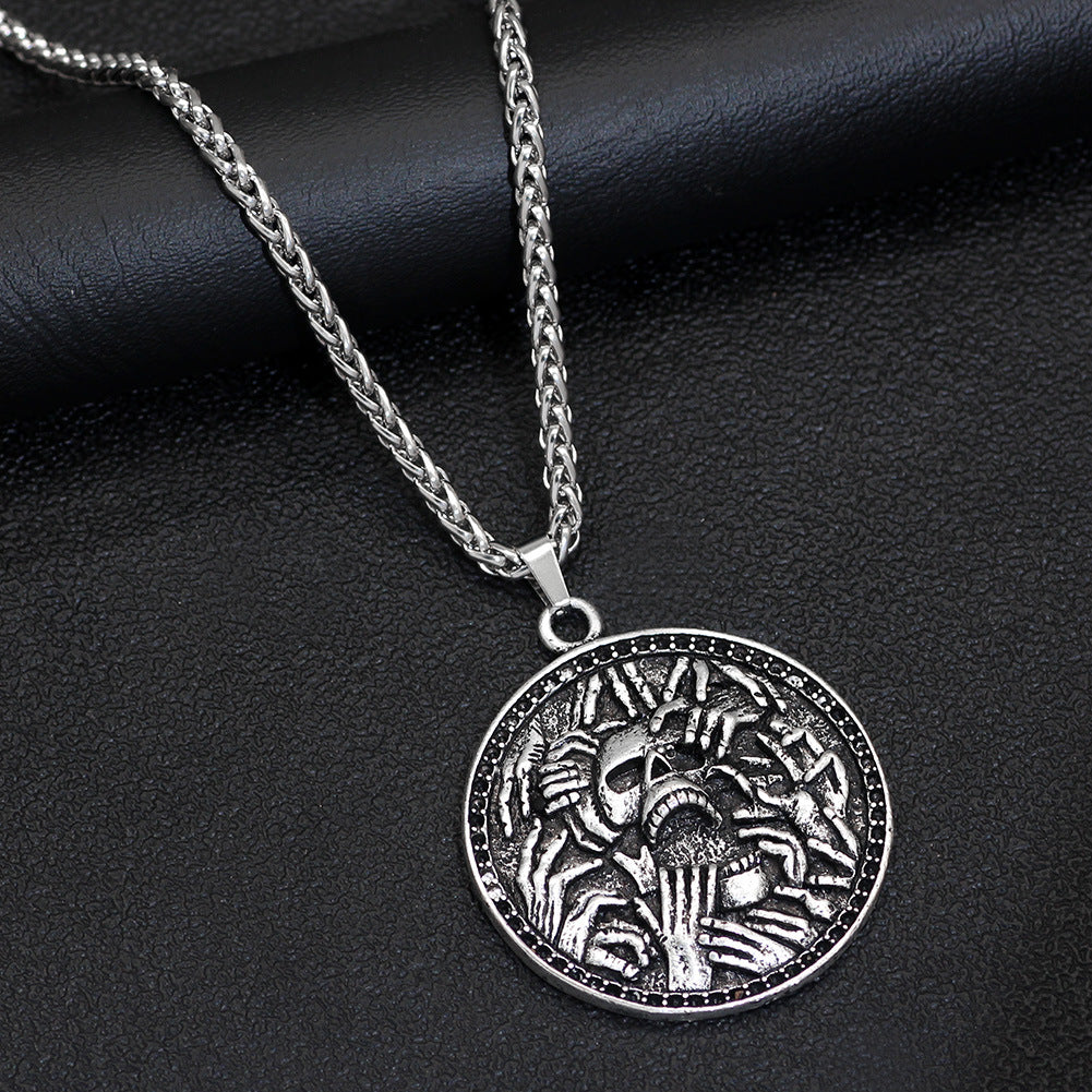 Vintage Skull Hand Pendant Necklace