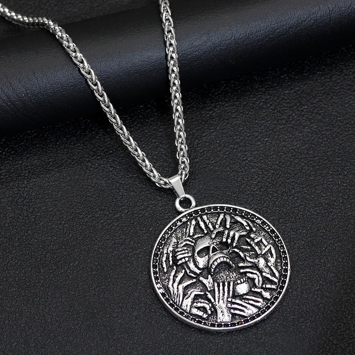 Vintage Skull Hand Pendant Necklace