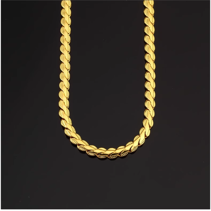 Hip Hop Style Gold Embossed Textured Necklace