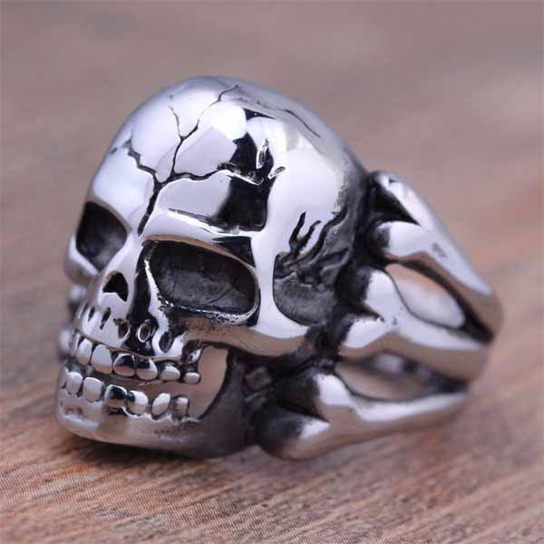 Cracked Skull &amp; Crossbones Ring