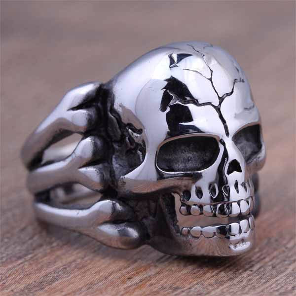 Cracked Skull &amp; Crossbones Ring