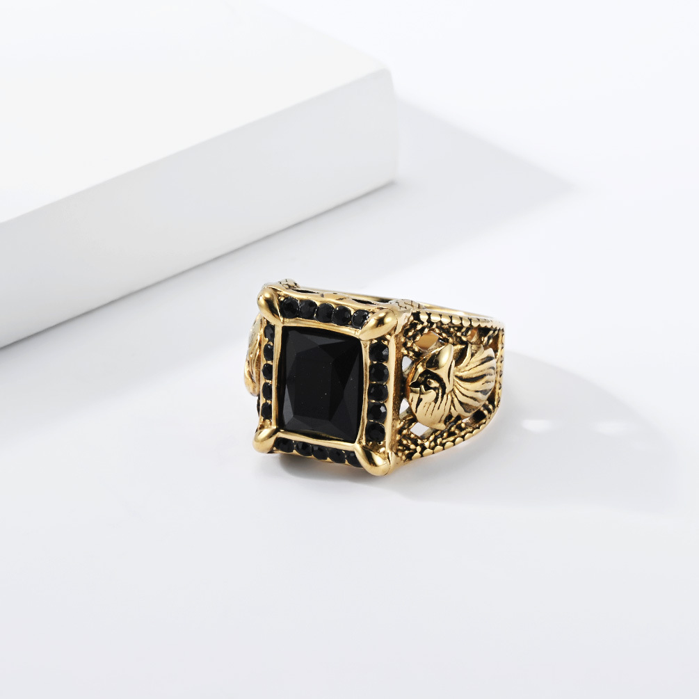 Vintage square black onyx signet ring