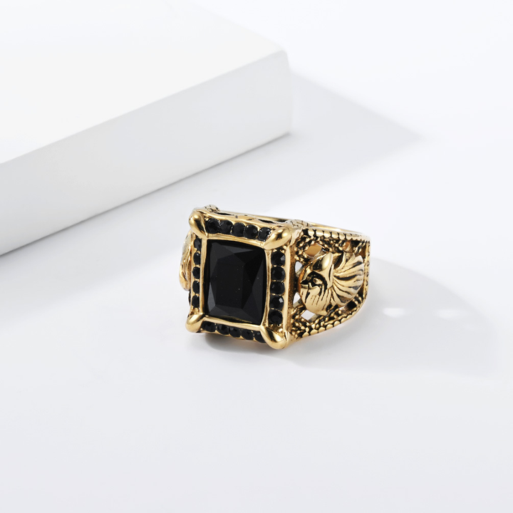 Vintage square black onyx signet ring