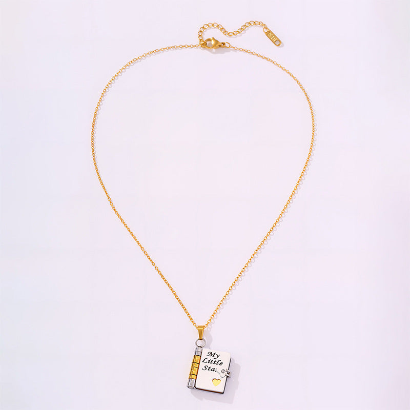 Book engraved pendant necklace