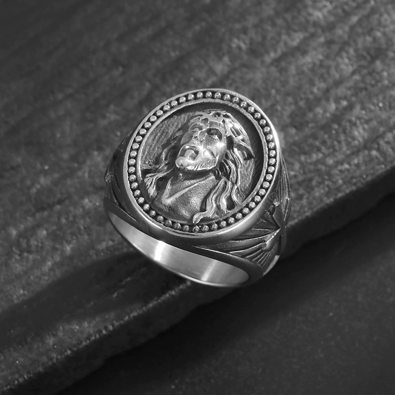 Vintage Jesus Crown Of Thorns Cross Signet Ring