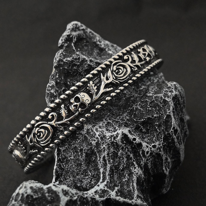 Skull Rose Gothic Retro Punk Open Bracelet