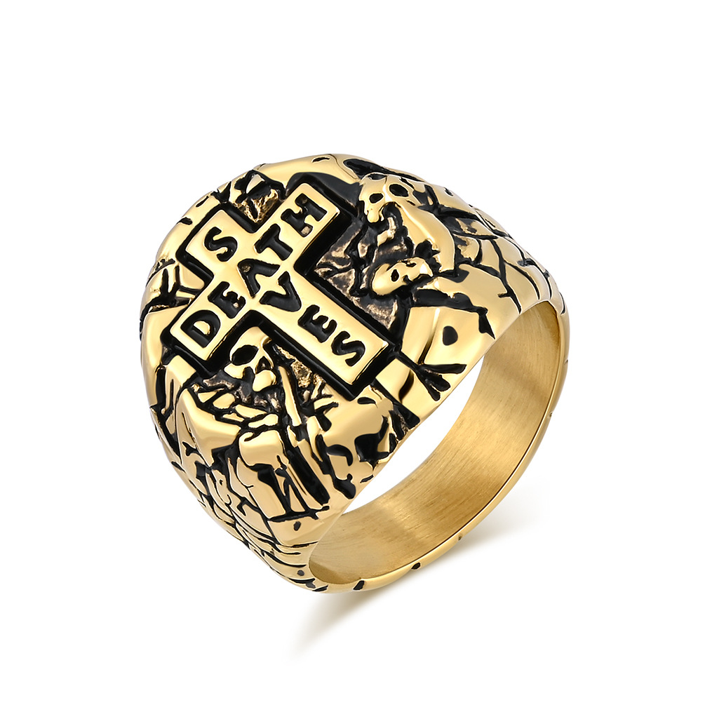 Gothic Cross Letter Signet Ring