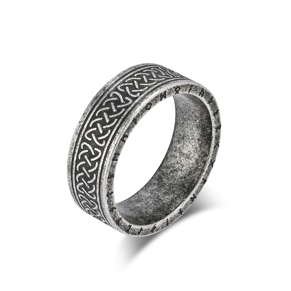 Celtic Knot Rune Engraved Vintage Band Ring