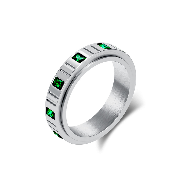 Baguette Crystal Spinner Stress Relief Band Ring