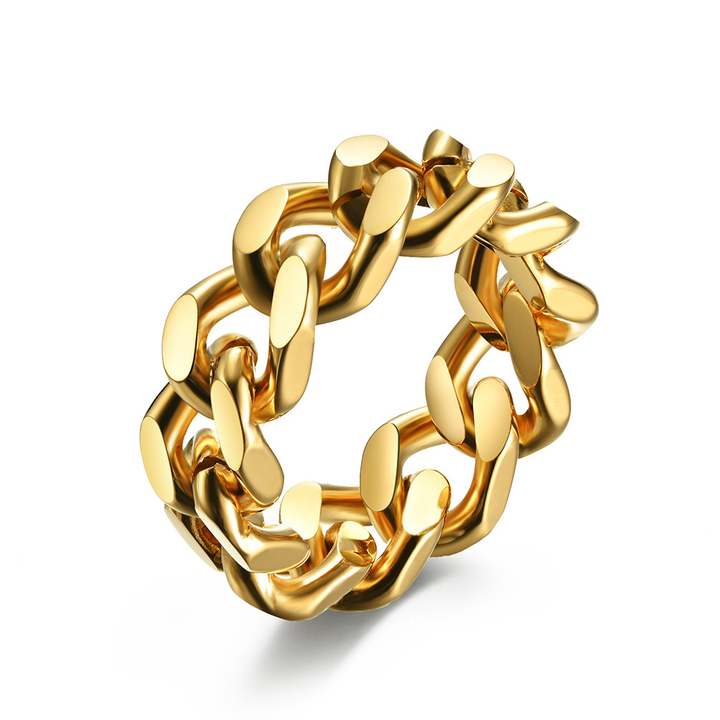 Bold Curb Chain Link Statement Band Ring