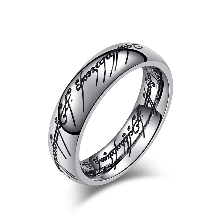 Elvish Script Engraved Fantasy Band Ring