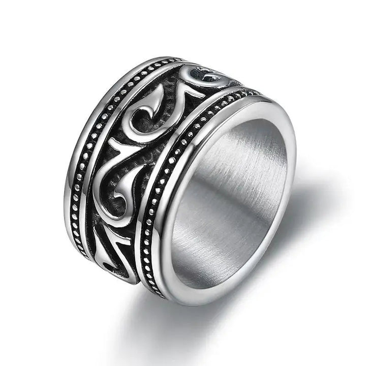Vintage Scroll Pattern Wide Band Men Ring