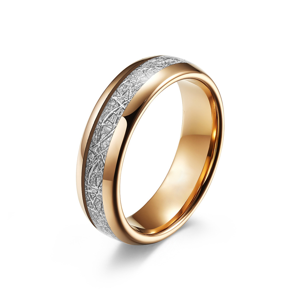 Domed Meteorite Grain Inlay Fashion Band Ring