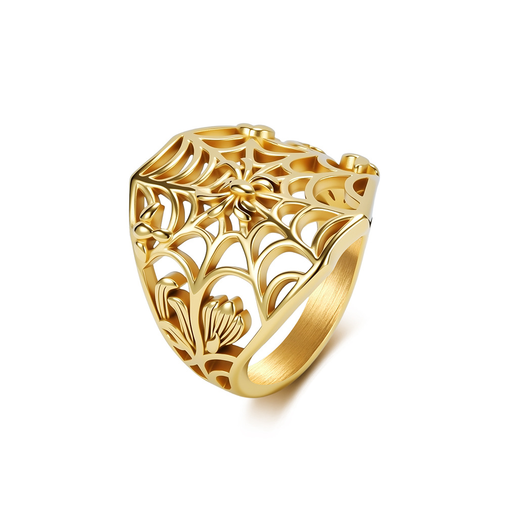 Hollow Spider Web Gothic Statement Ring