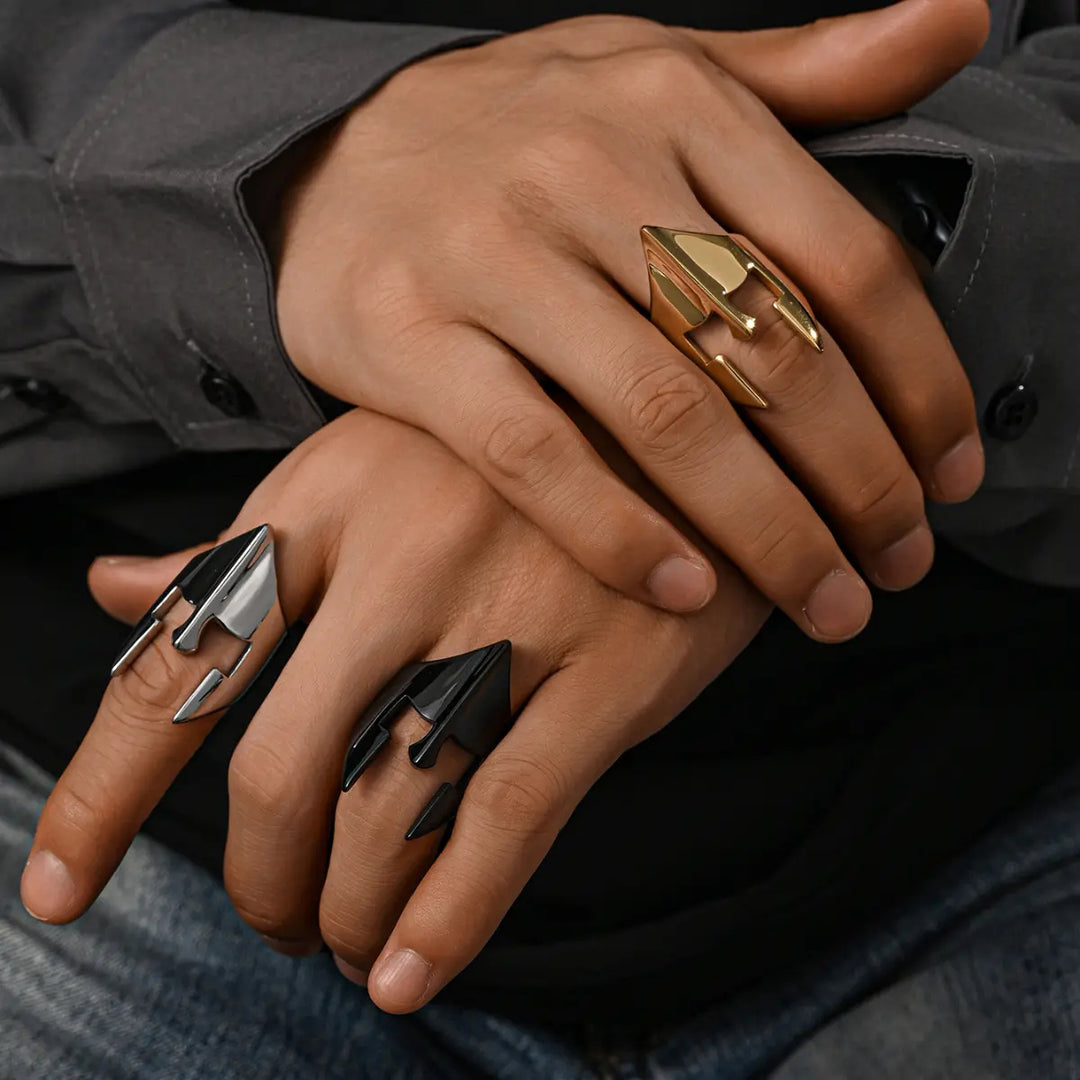 Spartan Helmet Shape Mens Warrior Statement Ring