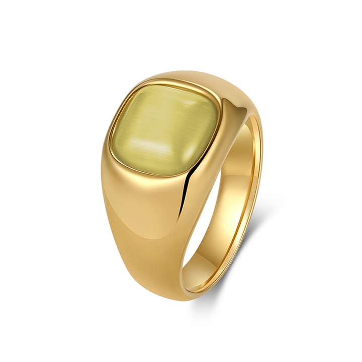 Vintage Square Gem Inlaid Statement Ring