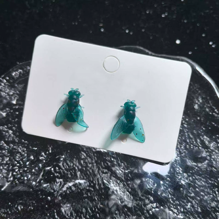 Weird Aesthetic 3D Simulation Fly Bug Stud Earrings