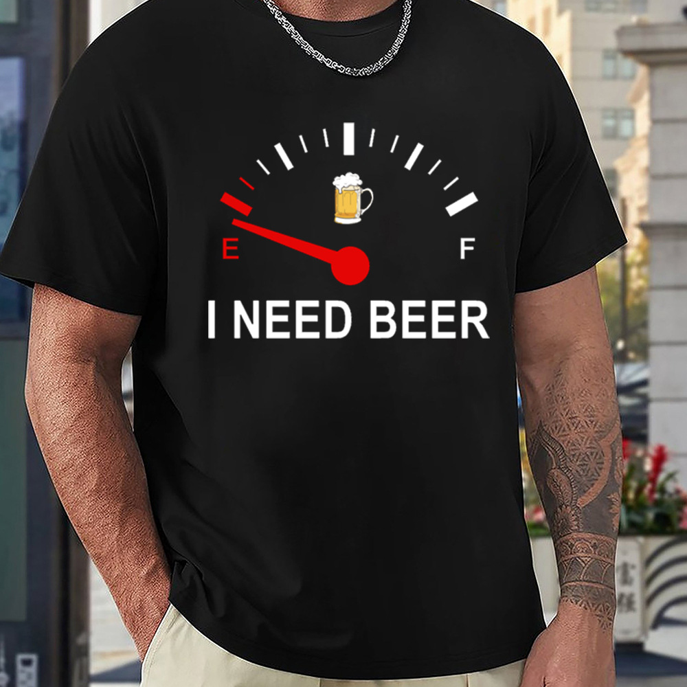 Novelty Beer Slogan Graphic Short Sleeve T-Shirt