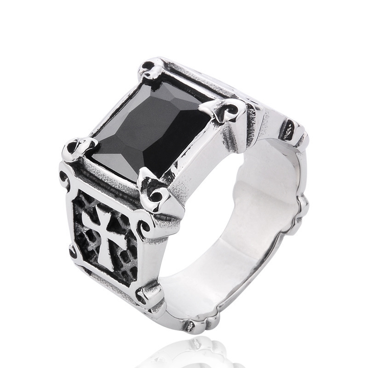 Vintage Gothic Cross Gem Ring
