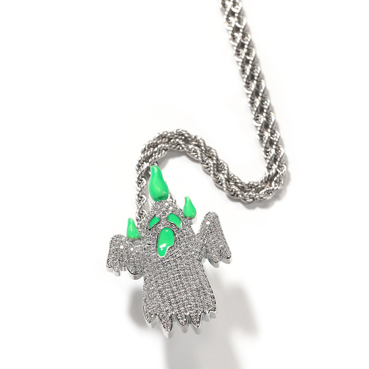 Gemstone ghost pendant necklace
