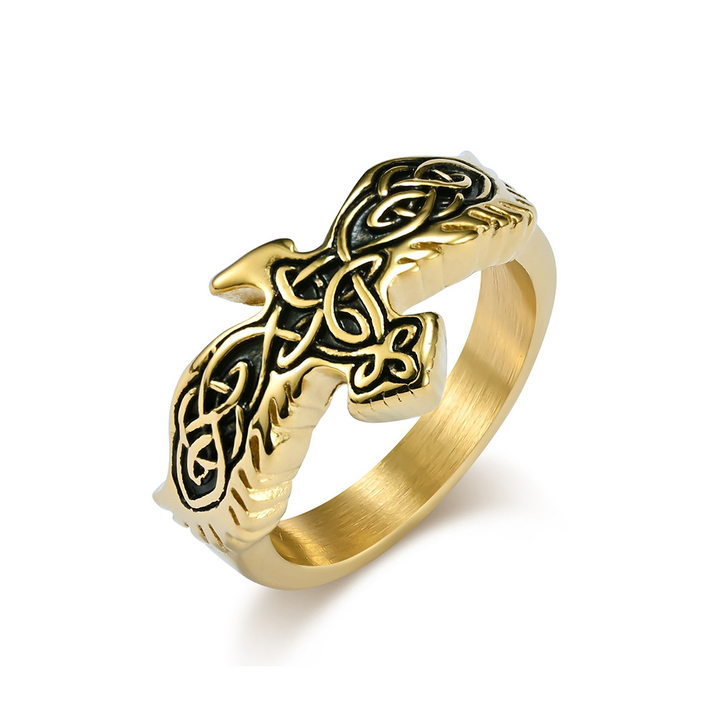 Viking Celtic Knot Raven Ring