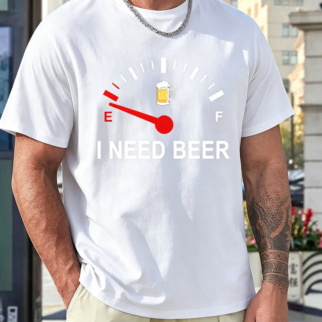 Novelty Beer Slogan Graphic Short Sleeve T-Shirt
