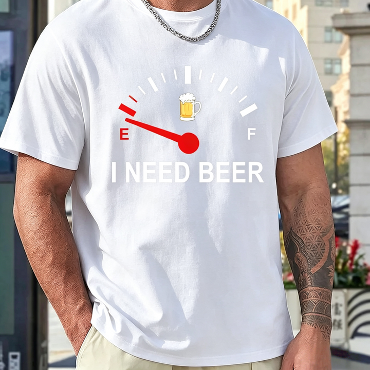 Novelty Beer Slogan Graphic Short Sleeve T-Shirt