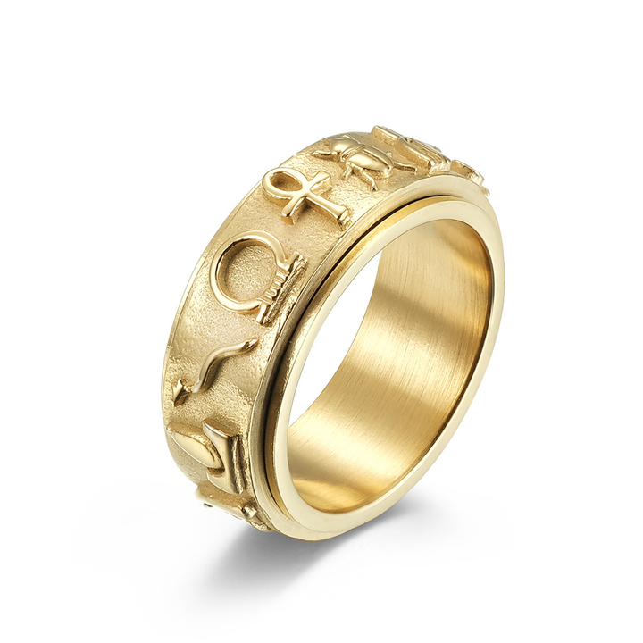 Egyptian Hieroglyph Spinner Band Ring