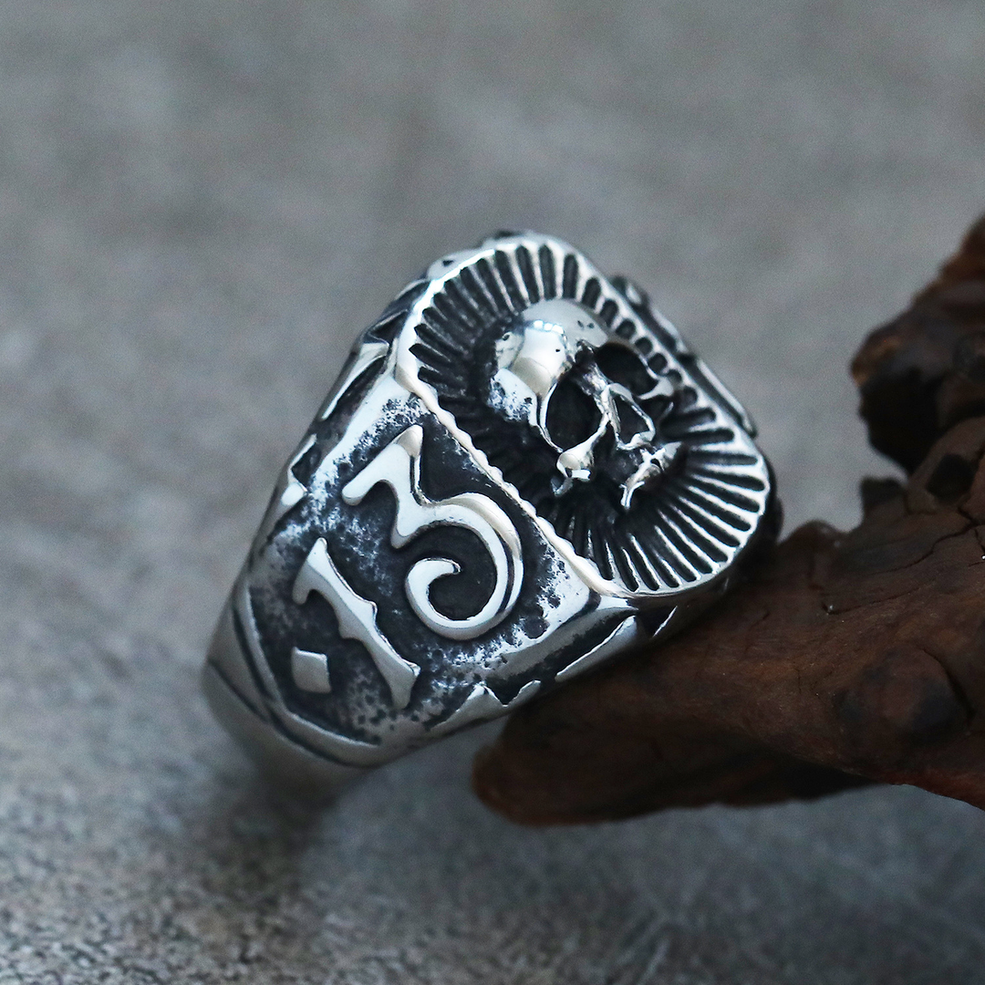 Punk Skull Symbol Biker Statement Ring