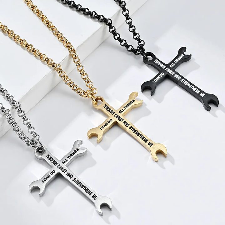 Wrench Cross Necklace